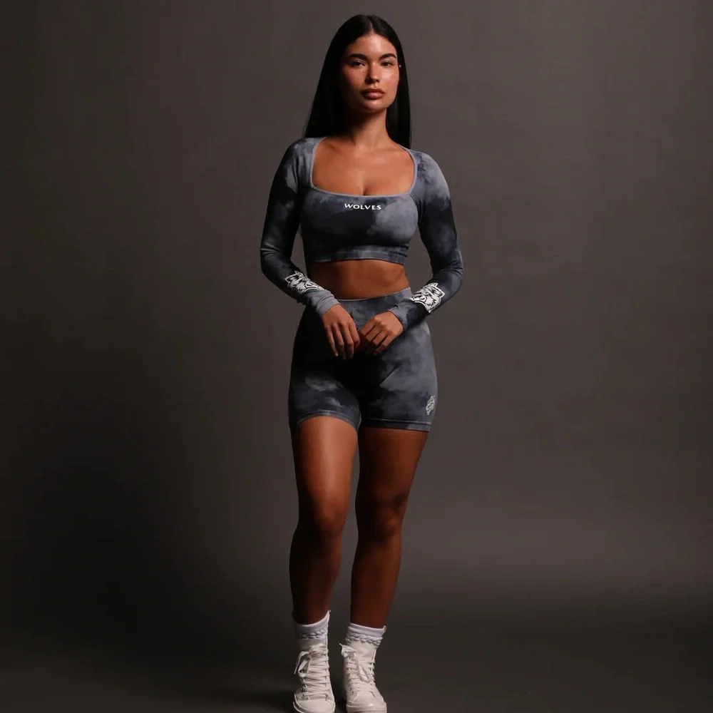 πΊ Darc Sport Everson Seamless Darc Blue ghost cloud long sleeve crop top SHE M - Picture 4 of 11